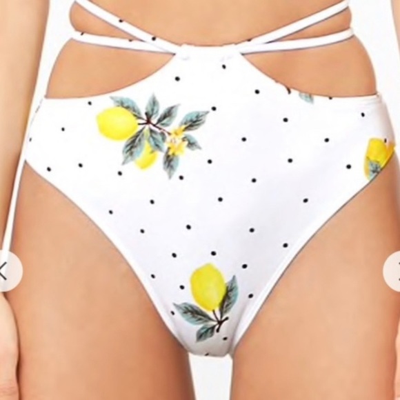 Lemon Print Ruffle Strap Bikini Set Med/Sm - Picture 5 of 7